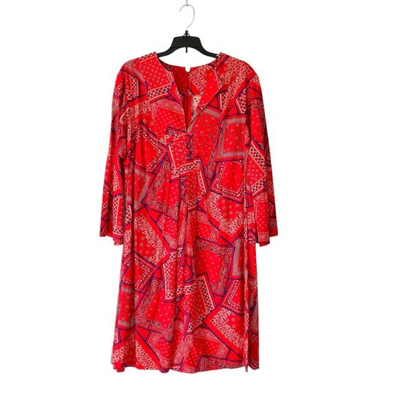 JCPenney Vintage Red Bandana Retro 60s 70s Dress Mod size large - Picture 1 of 9